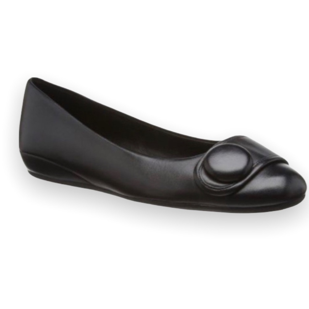ECCO flats with button accent, slight wedge heel
